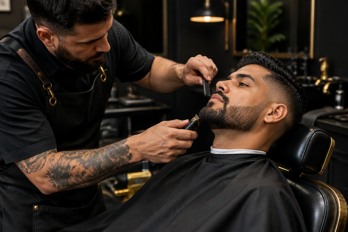 Corte, barba e acabamento